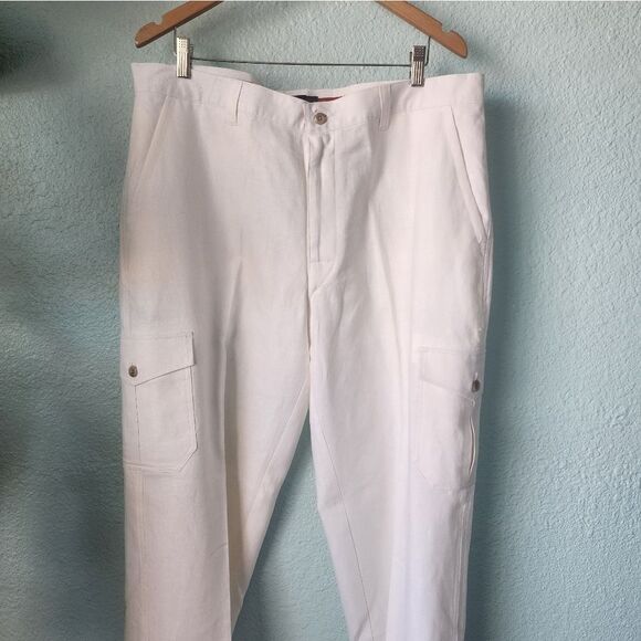 Contigo 100% linen cargo style casual coastal pants - Picture 3 of 14